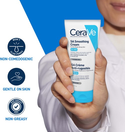 CeraVe developed with dermatologists SA Smoothing Cream For Dry, Rough, Bumpy Skin(10% UREA)